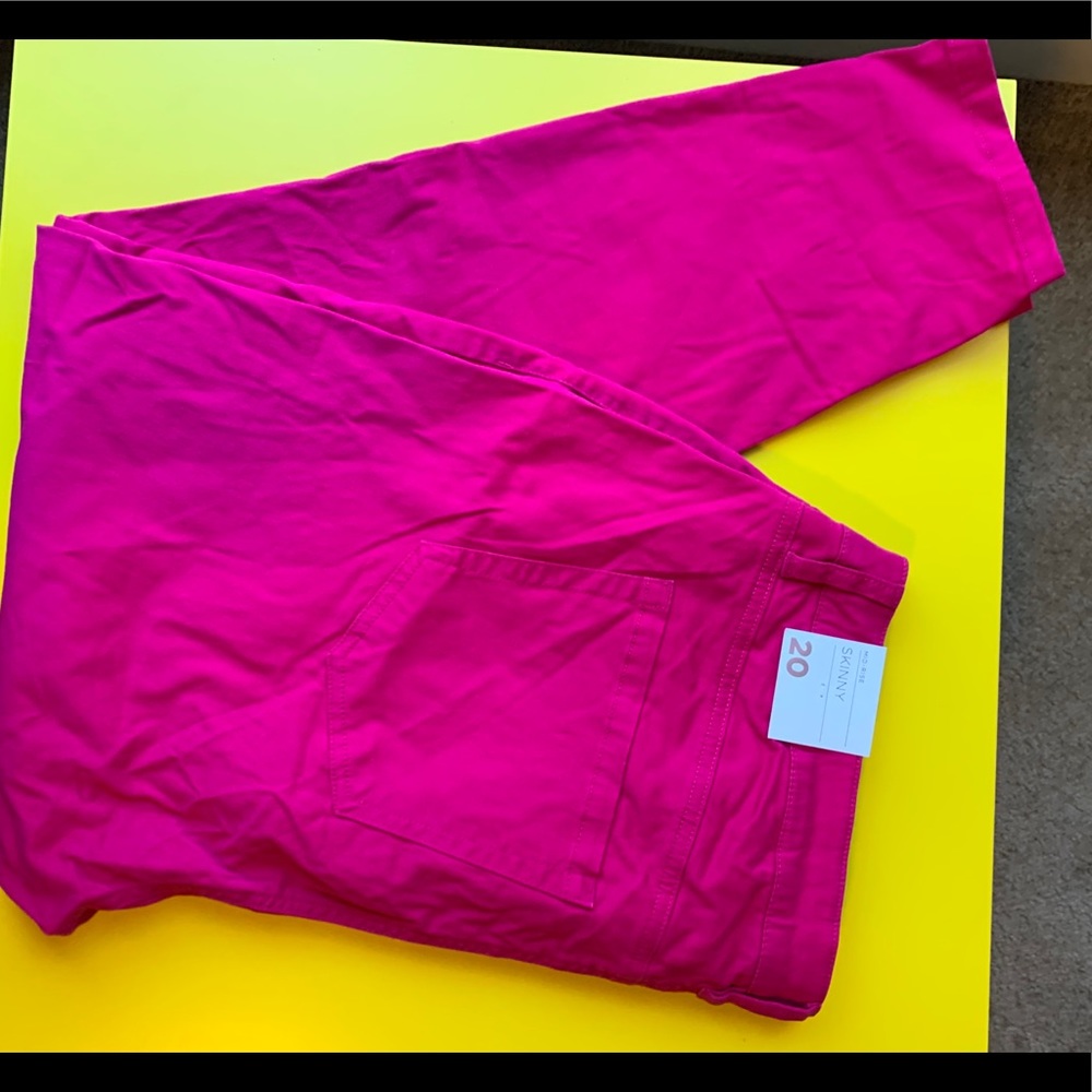 Bright pink skinny pants